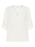 KAFFE Malle Notch Neck Top, Chalk