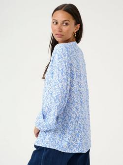 KAFFE Mathilde Abstract Print Top, Blue/Chalk - view 2, Blue/Chalk