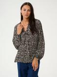 KAFFE Mathilde Abstract Print Top, Black/Elephant