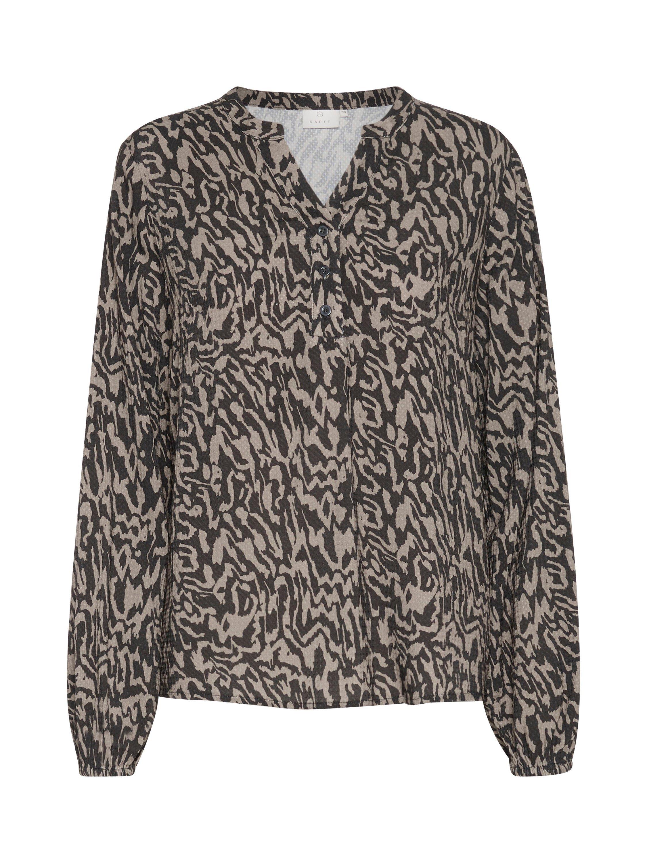 Product image 5 of 6, which shows KAFFE Mathilde Abstract Print Top, Black/Elephant, 10