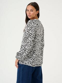 KAFFE Mathilde Abstract Print Top - view 2, Chalk/Black