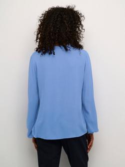 KAFFE Mathilde Notch Neck Top - view 2, Sky Blue