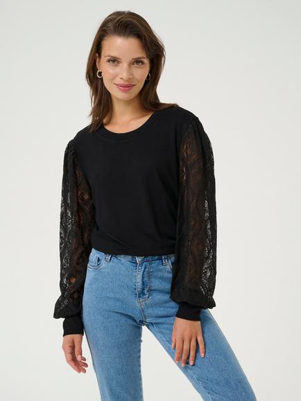 KAFFE Nima Jersey Top, Black Deep, Black Deep
