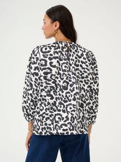 KAFFE Roxy Animal Print Top, White/Black - view 2, White/Black
