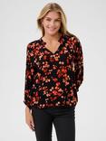KAFFE Tine Floral Top, Red/Multi