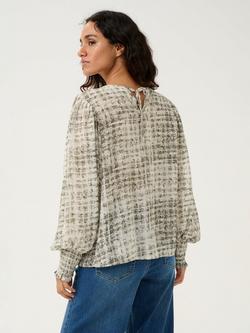 KAFFE Trinike Abstract Print Top, Grey/Multi - view 2, Grey/Multi