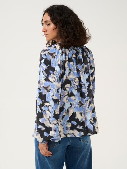 KAFFE Victoria Abstract Print Top, Blue/Multi - view 2, Blue/Multi