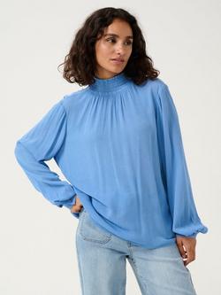 KAFFE Trine Smock Neck Top, Blue, Blue