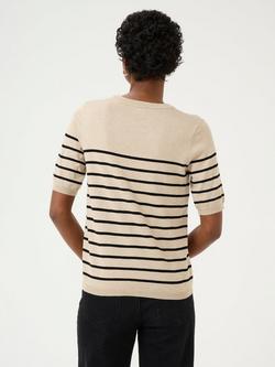 KAFFE Lizza Stripe Short Sleeve Jumper, Feather Gray/Black - view 2, Feather Gray/Black