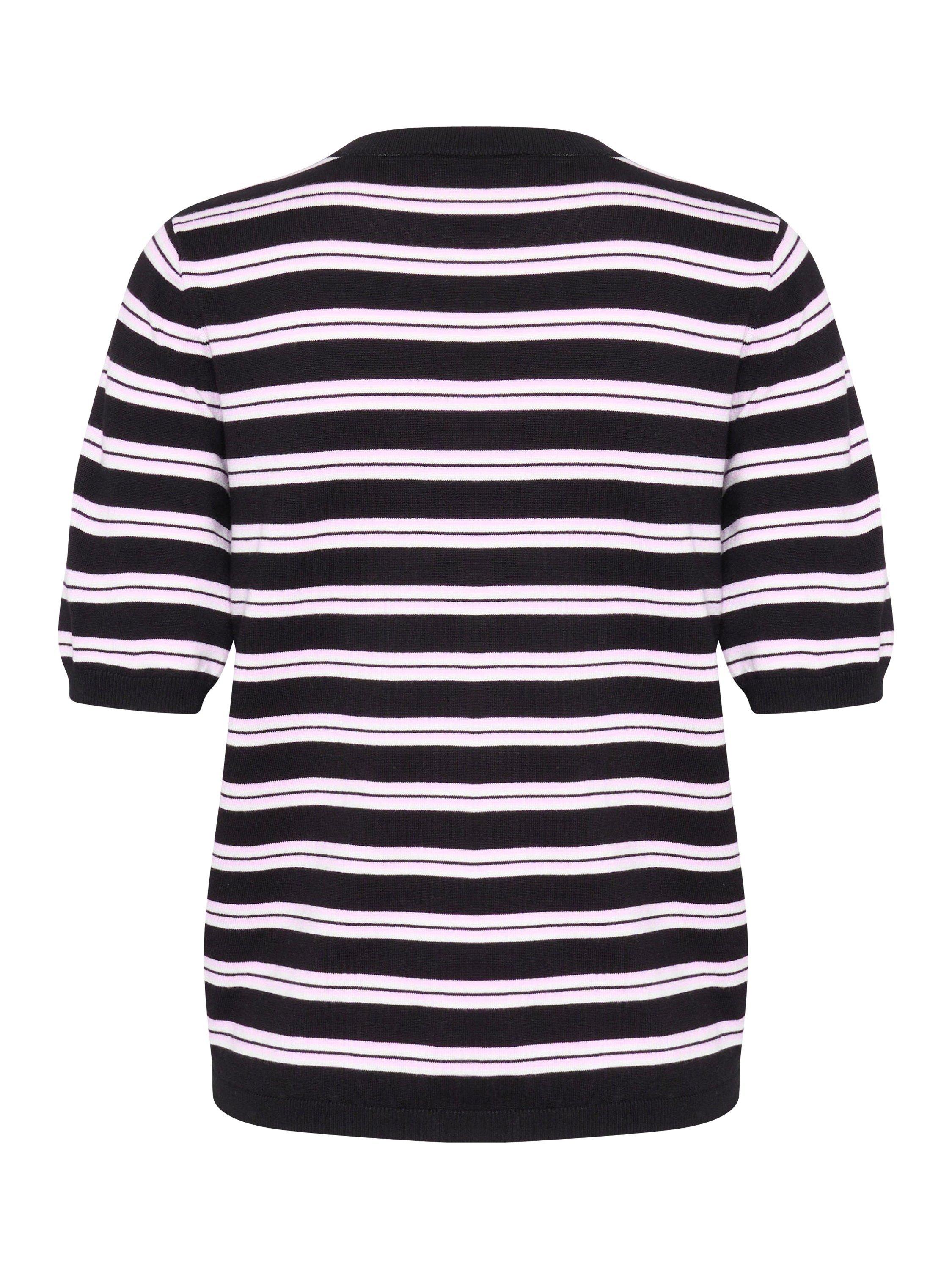 Product image 6 of 6, which shows KAFFE Lizza Stripe Short Sleeve Jumper, Black/White, XS