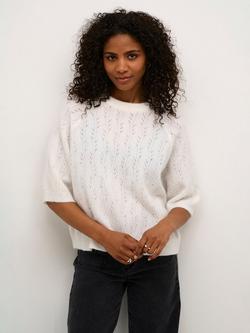 KAFFE Tella Pointelle Knit Jumper, Chalk