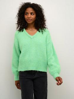 KAFFE Trina V-Neck Jumper, Green Melange, Green Melange