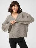 KAFFE Trina V-Neck Jumper, Grey Melange