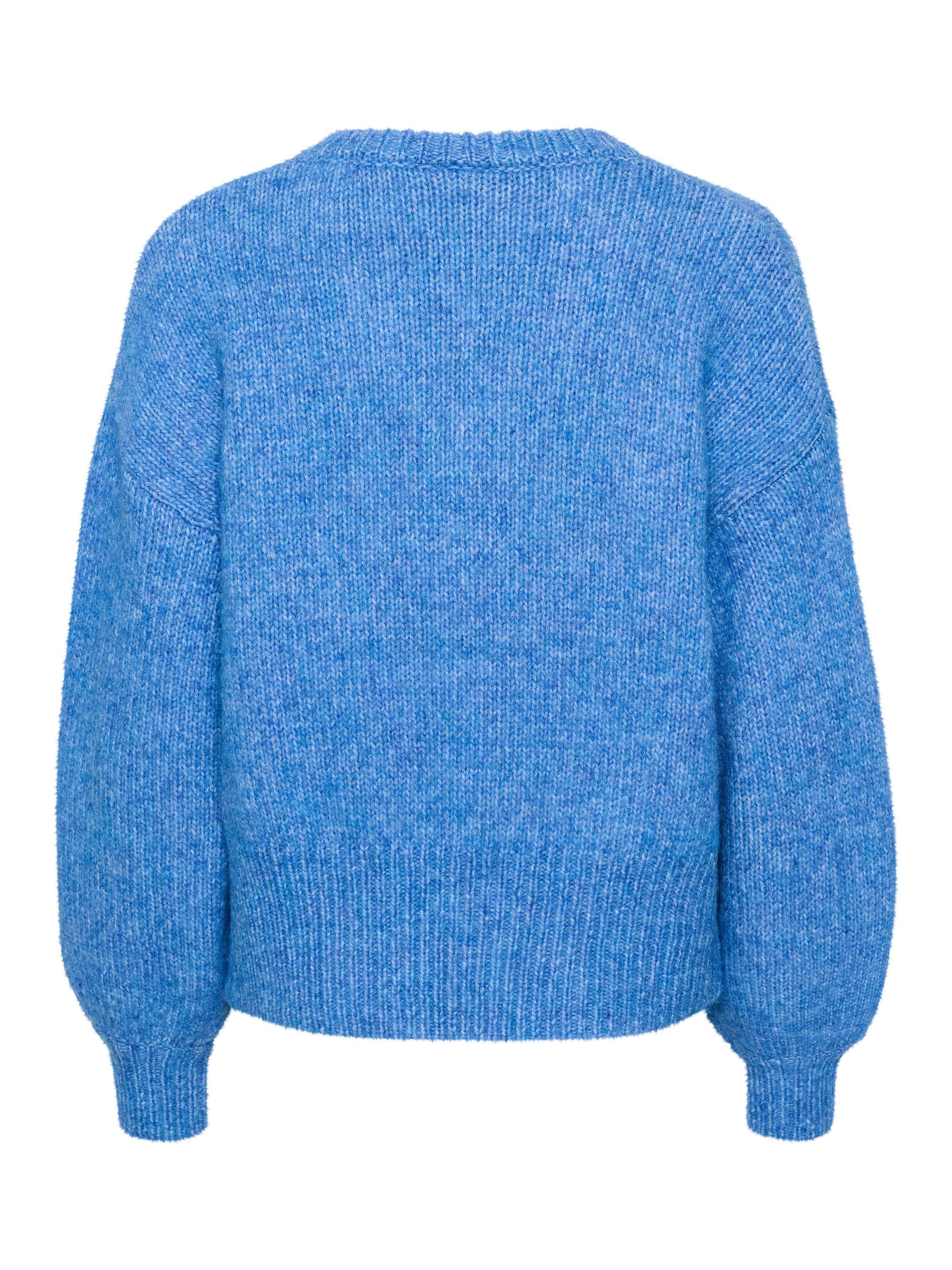 Product image 6 of 6, which shows KAFFE Trina V-Neck Jumper, Blue Melange, S