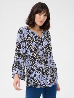 KAFFE Lea Animal Print Top, Blue/Multi, Blue/Multi