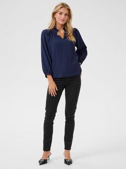KAFFE Lena Notch Neck Top, Blue - view 2, Blue