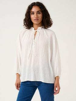 KAFFE Lianna Notch Neck Blouse, Chalk