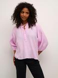 KAFFE Lianna Notch Neck Blouse, Lilac Snow
