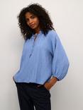 KAFFE Lianna Notch Neck Blouse, Ebb And Flow