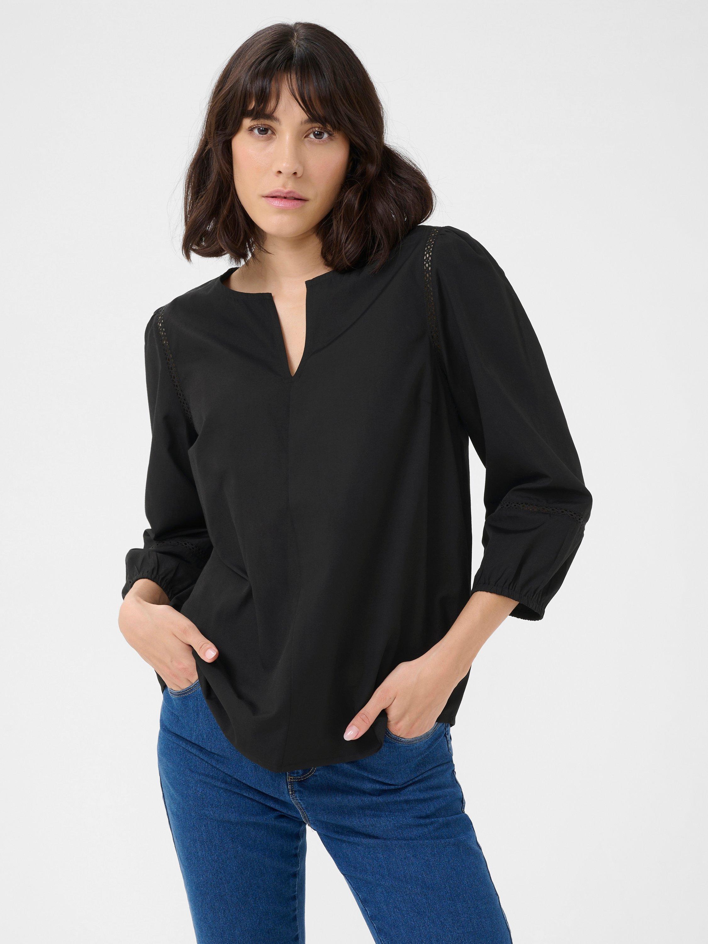 KAFFE Lila Notch Neck Top, Black