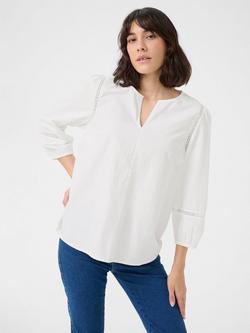 KAFFE Lila Herringbone Top, Chalk, Chalk