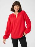 KAFFE Linda Smock Yoke Top, True Red