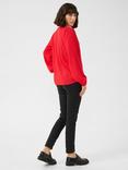 KAFFE Linda Smock Yoke Top, True Red