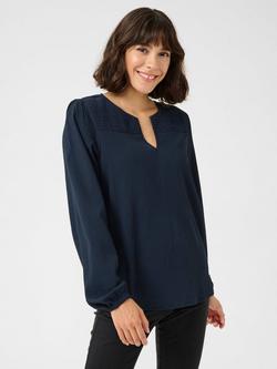 KAFFE Linda Smock Yoke Top, Midnight Marine