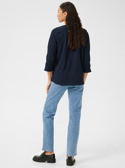 KAFFE Linda V-Neck Top, Midnight Marine - view 2, Midnight Marine