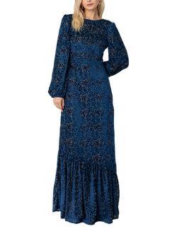 Raishma Livia Lace Jacquard Tiered Gown, Blue, Blue