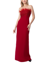 Raishma Rosa Feather Trim Bandeau Gown, Red