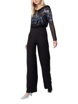 Raishma Nerissa Sequin Bodice Wide Leg Jumpsuit, Black