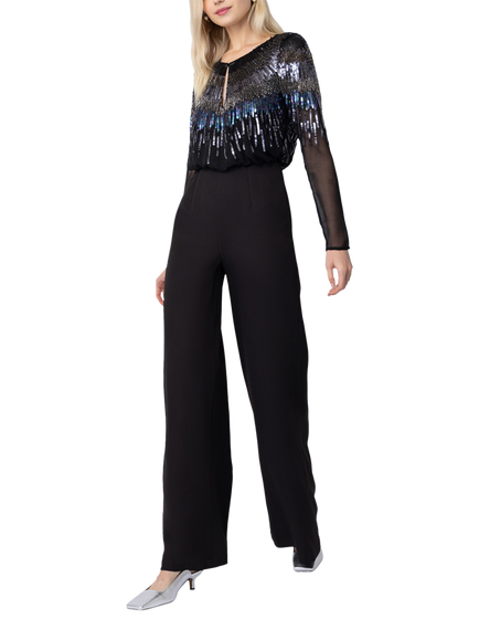 Raishma Nerissa Sequin Bodice Wide Leg Jumpsuit, Black