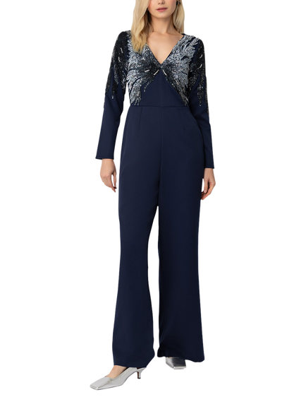 Raishma Piper Sequin Bodice Wide Leg Jumpsuit, Navy, Navy