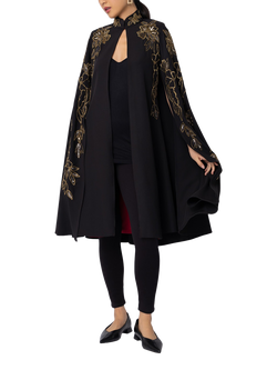 Raishma Nyx Floral Embroidered Cape, Black - view 2, Black
