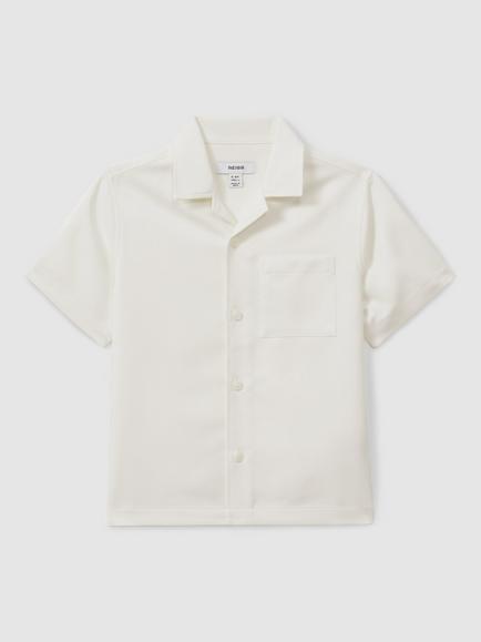 Reiss Kids' Japane Short Sleeve Shirt, Off White - view 2, Off White