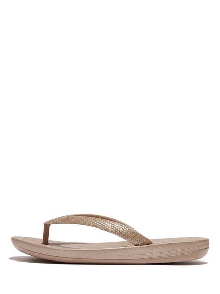 FitFlop Kids' iQushion Shimmer Ergonomic Flip-Flops, Rose Gold, Rose Gold