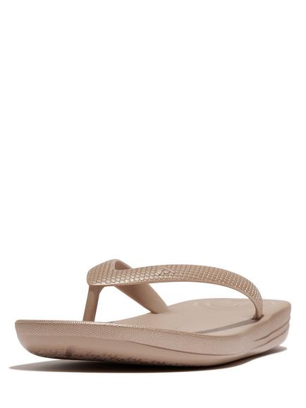 FitFlop Kids' iQushion Shimmer Ergonomic Flip-Flops, Rose Gold - view 2, Rose Gold