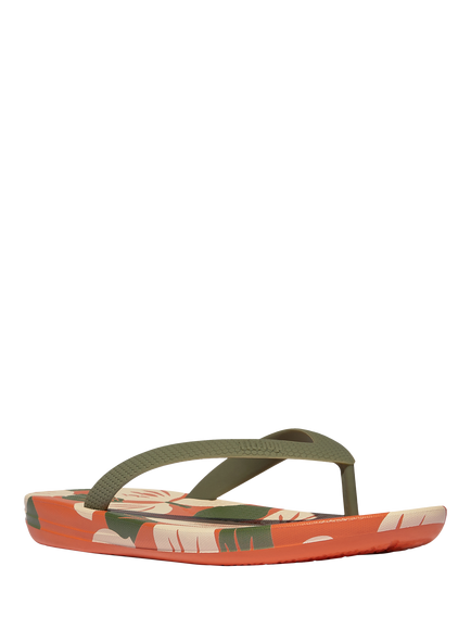 FitFlop Kids' iQushion Flip Flops, Faded Sage/Multi - view 2, Faded Sage/Multi