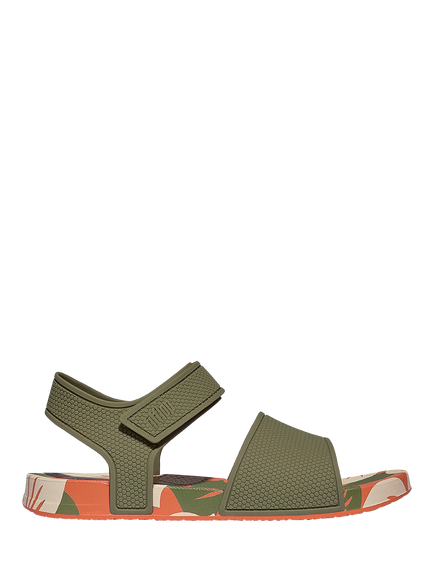 FitFlop Kids' iQushion Leaf Print Sandals, Faded Sage, Faded Sage