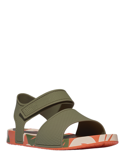 FitFlop Kids' iQushion Leaf Print Sandals, Faded Sage - view 2, Faded Sage