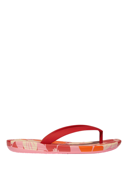 FitFlop Kids' iQushion Floral Print Flip Flops, Red/Multi, Red/Multi