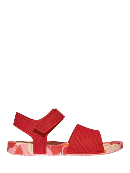 FitFlop Kids' iQushion Floral Sandals, Red, Red