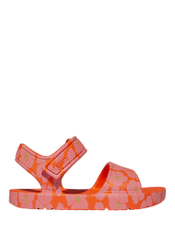 FitFlop Kids' iQushion Poppy Print Sandals, Pop Orange/Multi, Pop Orange/Multi