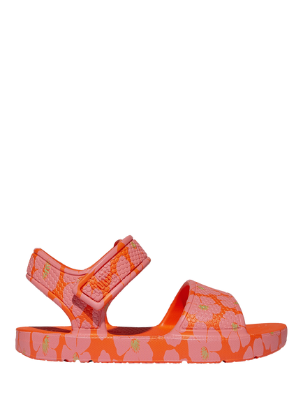 FitFlop Kids' iQushion Poppy Print Sandals, Pop Orange/Multi, Pop Orange/Multi