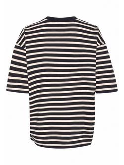 KAFFE Lora Stripe Loose Fit Sweatshirt, Black/White - view 2, Black/White