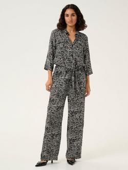 KAFFE Pollie Abstract Jumpsuit, Black/Turtledove, Black/Turtledove
