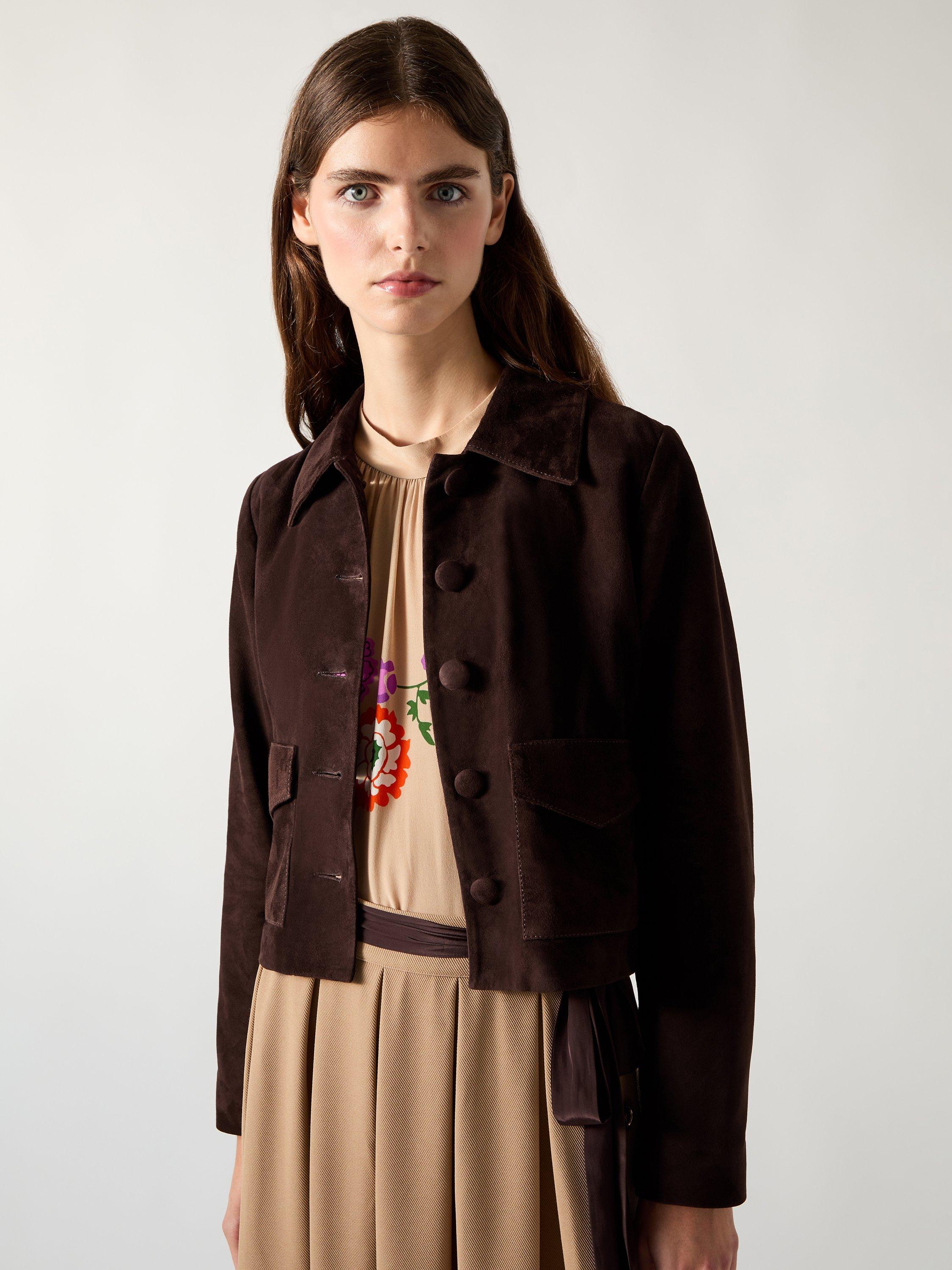 Product image 3 of 5, which shows L.K.Bennett Joely Suede Jacket, Chocolate, 20