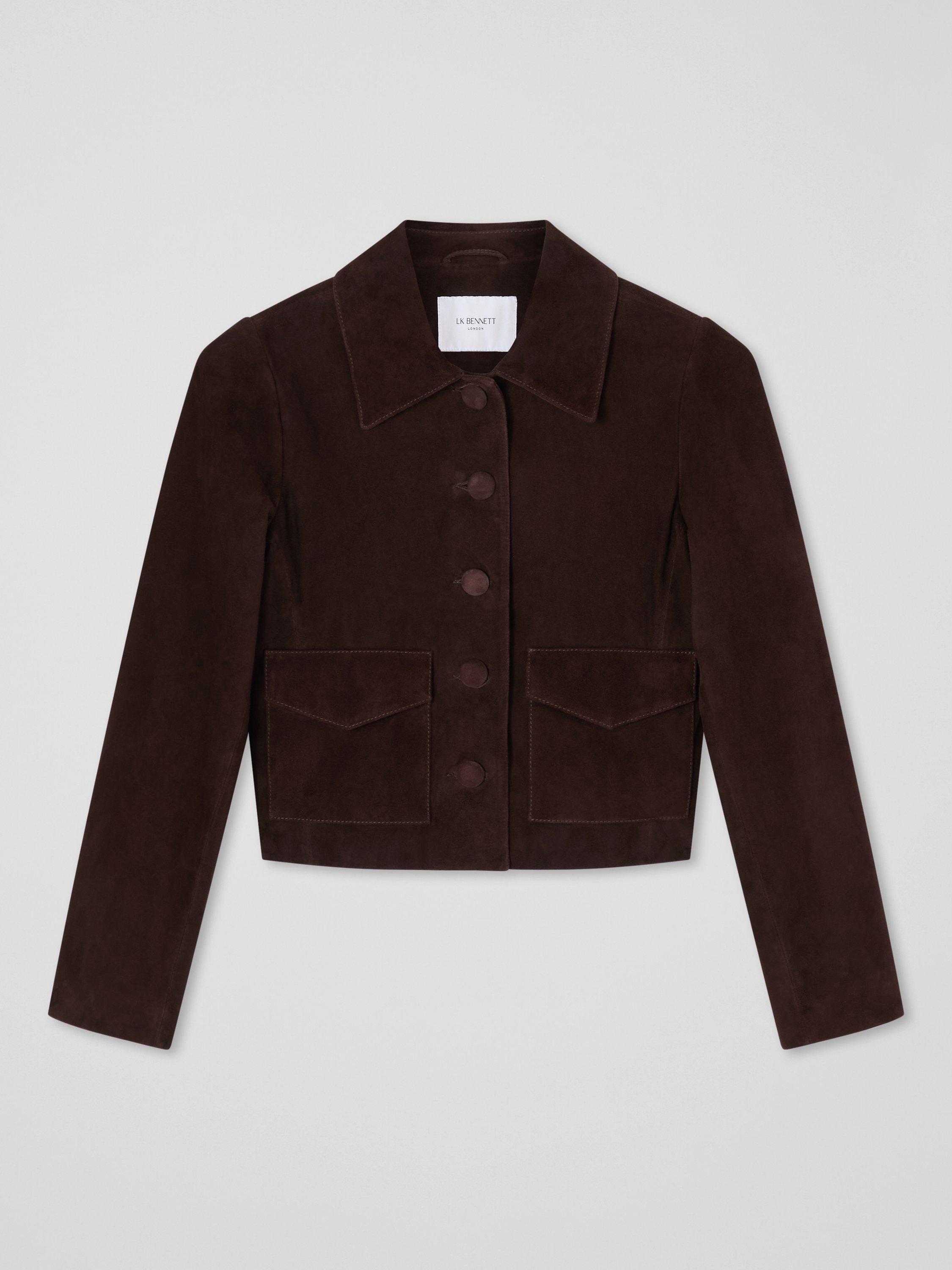 Product image 5 of 5, which shows L.K.Bennett Joely Suede Jacket, Chocolate, 20