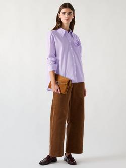 L.K.Bennett Pip Stripe Floral Corsage Shirt, Purple, Purple